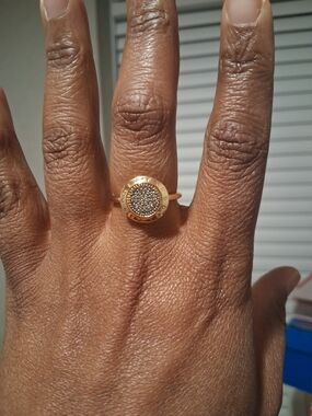 Pandora SET: ROSE Gold TONE Pave Circle Ring With MATCHING EARRINGS BUNDLE SET